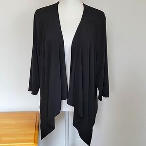 NWT Connected Apparel Black Draped Open Front Cardigan Cover Up Plus Size 1X